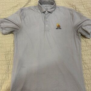 Johnnie-O Light Gray Patterned Polo with Yellow Embroidered Boat Logo
